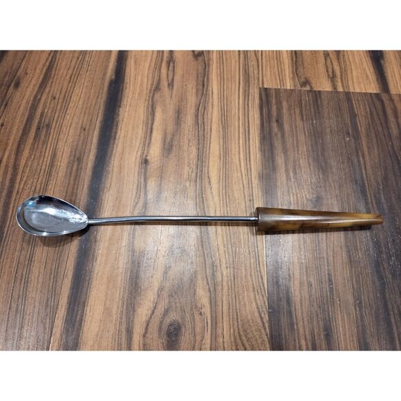 Swirled Butterscotch Rootbeer Bakelite Bar Cocktail Long Mixing Spoon MCM - Picture 1 of 7